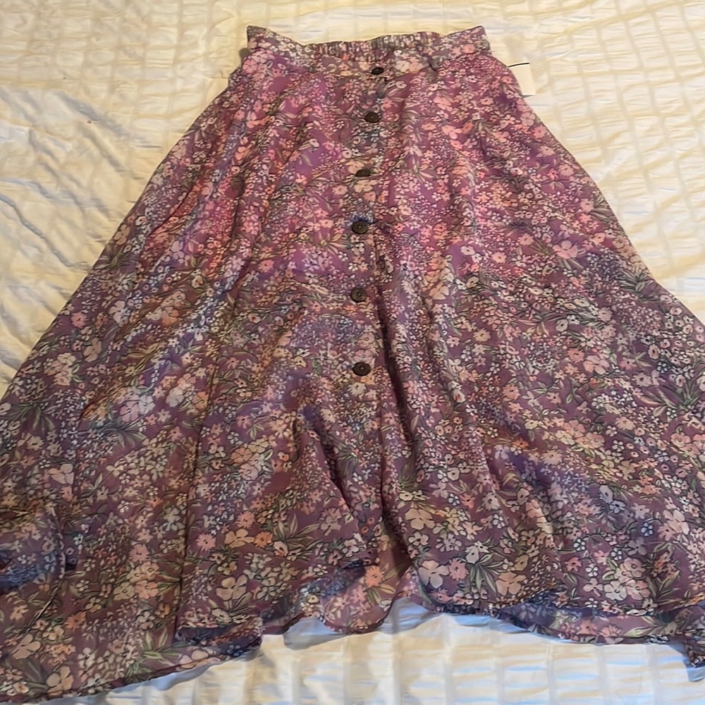 Purple Flowy Midi Skirt